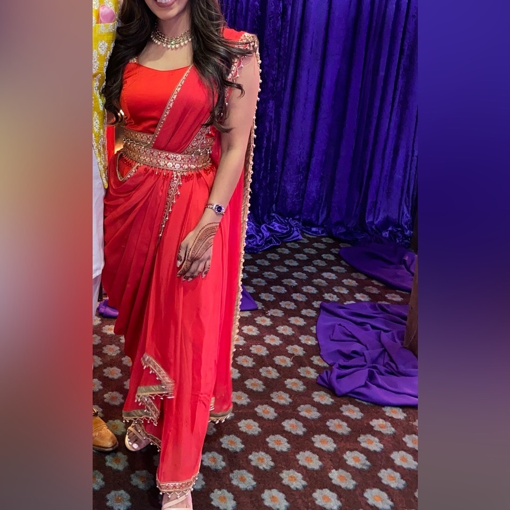 Red Indian Dhoti Pant Suit